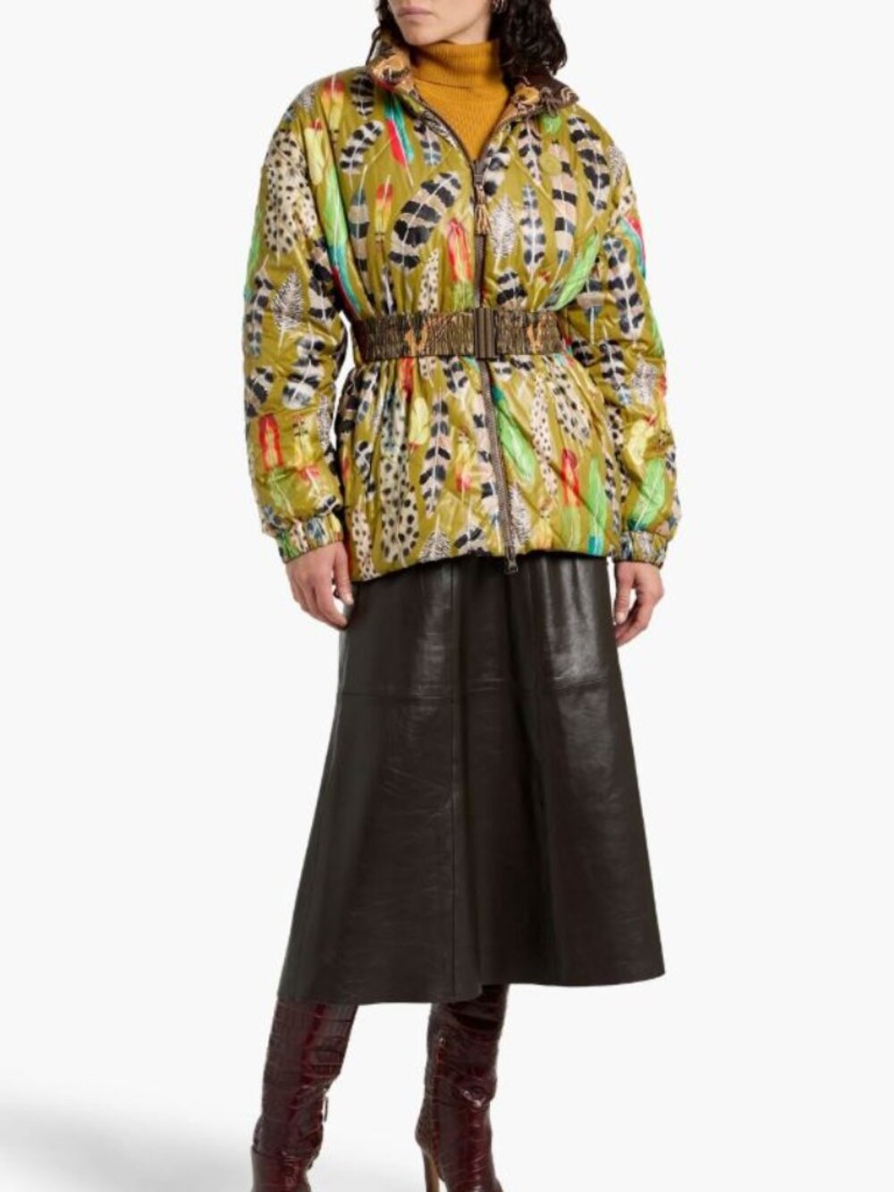 FARM Rio Reversible Gold Savanna Dream Puffer Jacket Coat NWT sz M